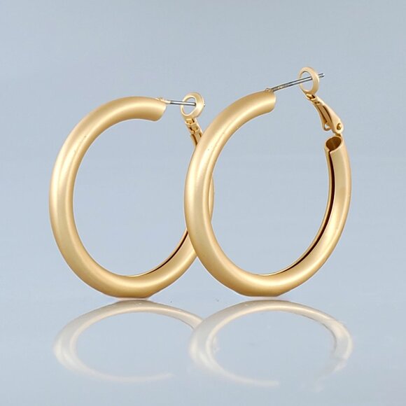 14K Gold Womens Large Round Hoop Earrings 14 Karat Silver